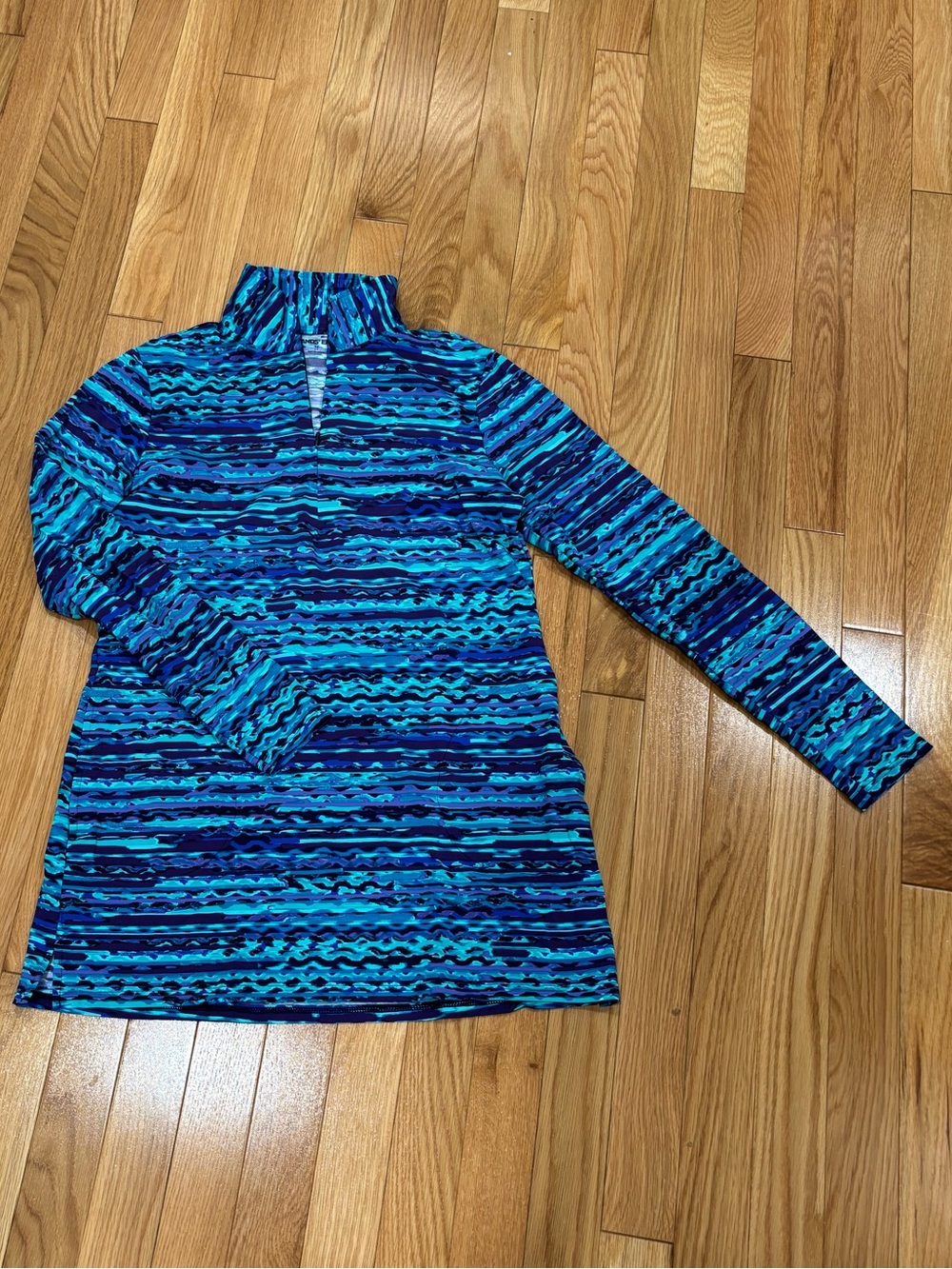 Lands' End Blue Striped Quarter-Zip Tunic Rash Guard